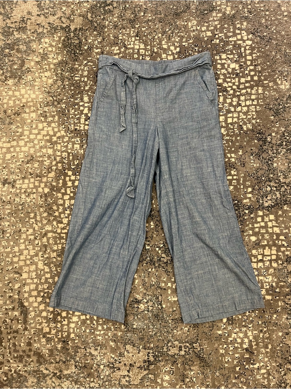 J. Crew Women's Wide-Leg Chambray Pants in Denim Blue